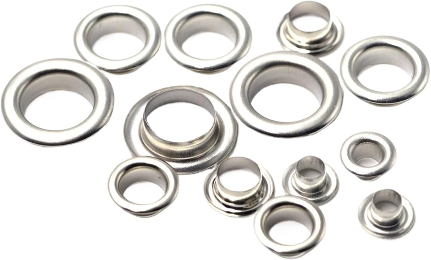 100sets Brass Material Silver Color 4mm 5mm 6mm 7mm 8mm 10mm Grommet Eyelet with Washer Fit Craft Shoes Belt for PU Leather/Belt/Shoes/Crafts(5mm)
