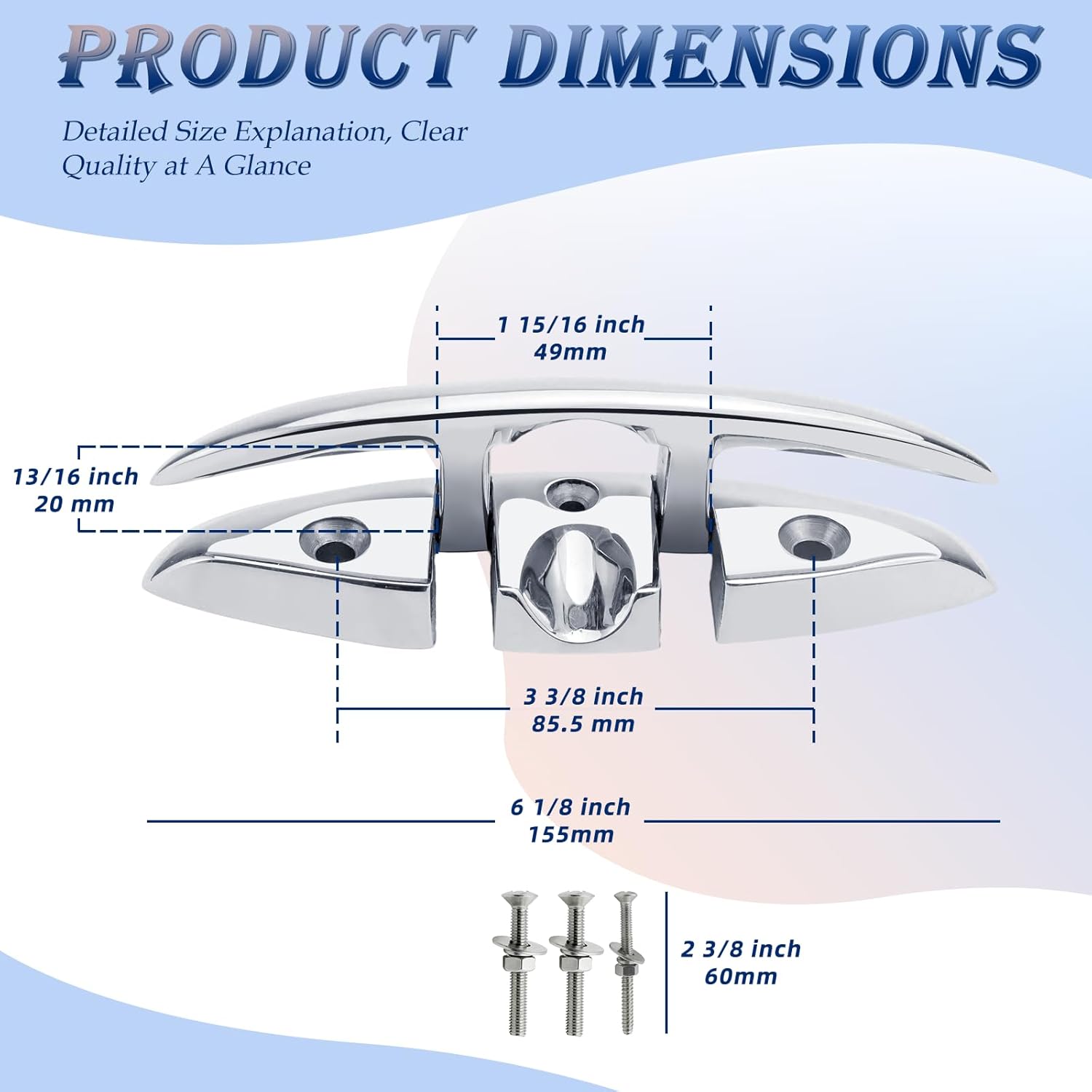 YANYUCB Boat Cleats 5''6''8 inch 316 Stainless Steel Boat Folding Cleats,Marine Grade Flip up Dock Cleat Folding Cleat Rope Cleat Boat Cleat for Boat Kayak with Fasteners