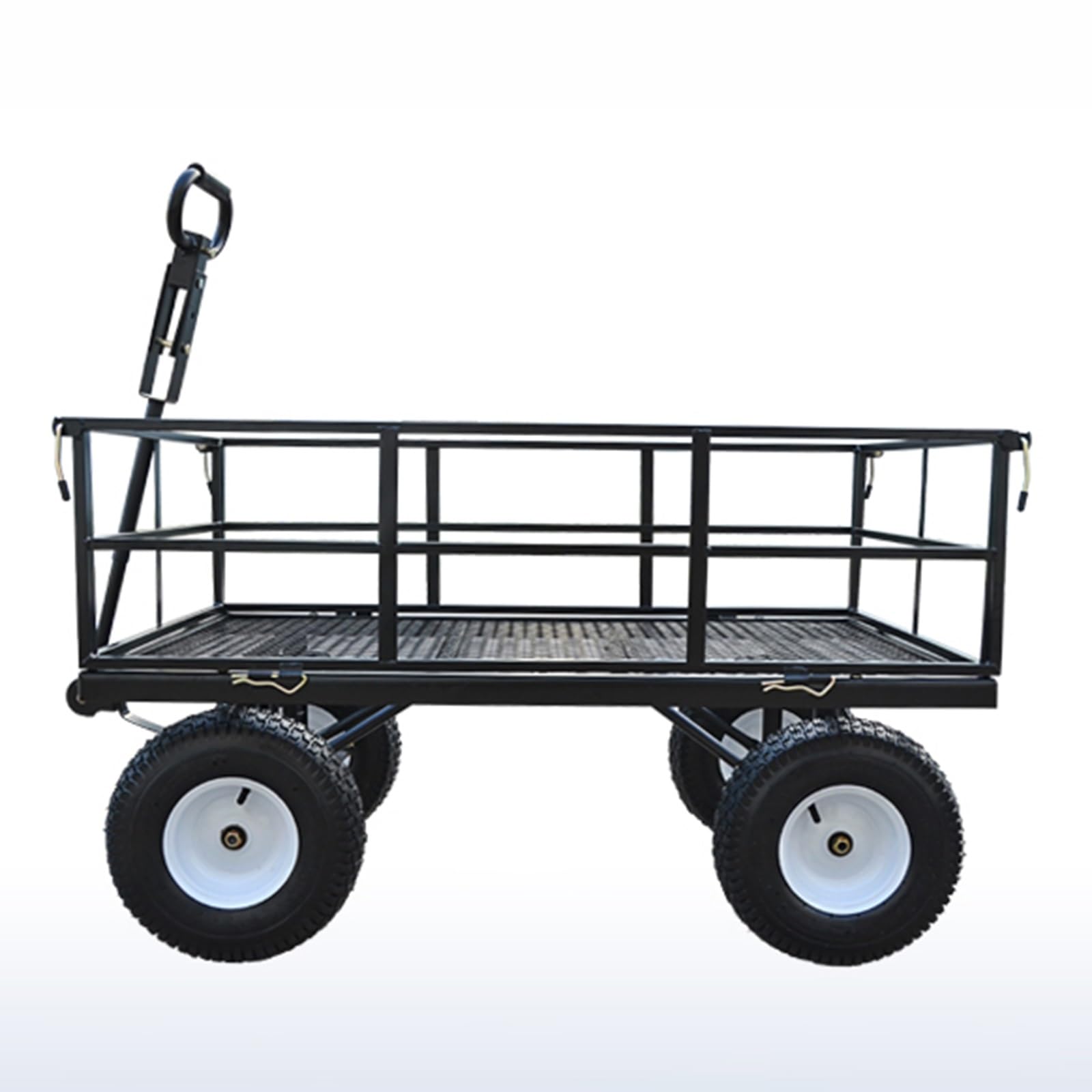 Gartenwagen mit All-Terrain-Reifen, strapazierfähige, abnehmbare Seitennetze, flexibler Griff, Hofwagen für Garten und Bauernhof