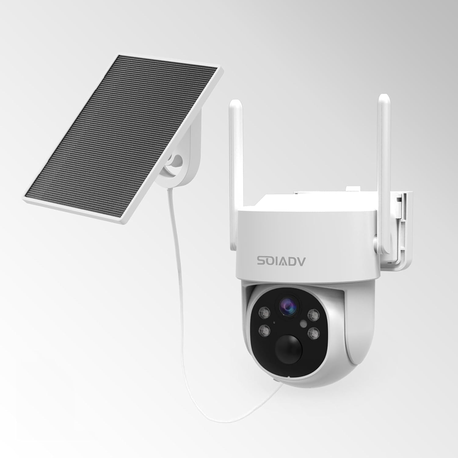 SOIADV Solar Security Camera Outdoor, 4MP 2K Video WiFi6 Dual Band 2.4/5GHz, 360° View PTZ Battery Powered Camera with Color Night Vision, AI Motion Detection, 2-Way Audio, IP65 Waterproof