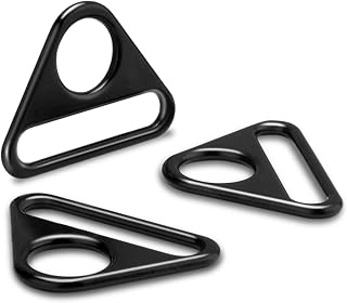 12Pack 1-1/2 Inch Triangle D Rings, Metal Triangle Buckles for Dog Tag Clip, Adjuster Purse Strap, Paracord Keychain Lanyard, Bag Hardware, Key Ring Charm, Camera Strap Accessories (Black)