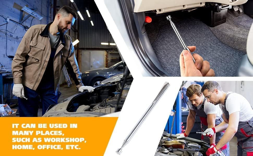 Miniatura 6 de 2 Piezas Herramientas Telescópicas Magnéticas de Recogida con Clip de Bolsillo 3 Lb Herramientas Extensibles Magnéticas de Alcance 25 Pulgadas Palo