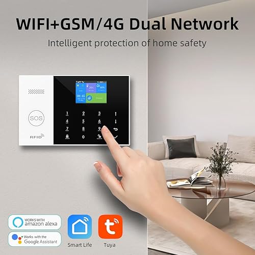 Miniatura 2 de YBJ Sistema de alarma inalámbrico 4G y WiFi, sistema de alarma antirrobo para seguridad del hogar con control de aplicación, sensor de ventana de