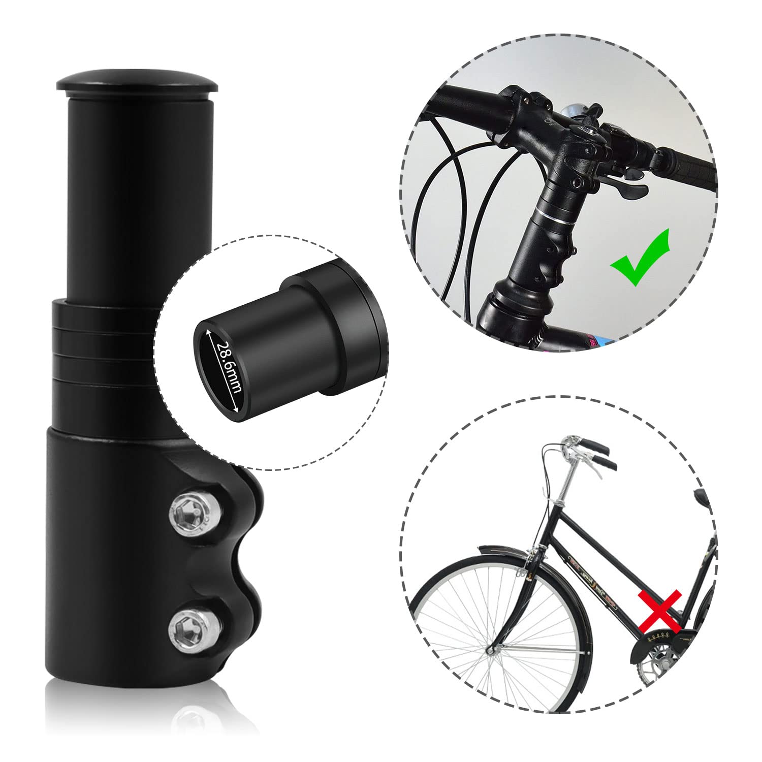 Aohcae Rialzo Manubrio Bicicletta Elevazione Manubrio Bicicletta Prolunga Manubrio Della Bicicletta Estensione Asta Forcella Manubrio Manubrio Manubrio MTB Bicicletta Elettrico con Chiave esagonale