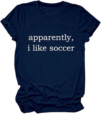 I Like Football T-Shirt,Funny Soccer Season Shirt Casual Short Sleeve Women Crewneck Tops