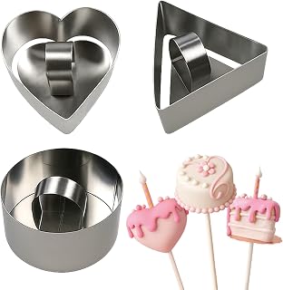 Stainless Steel Cake Pop Mold Set – Circle, Heart & Triangle Shapes with Cutter & Pusher, Baking Tools for Perfect Cake Pops, Ideal for Home Baking & Parties