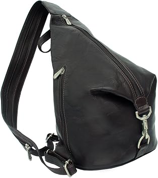 Piel Leather Three-Zip Hobo Sling, Black, One Size