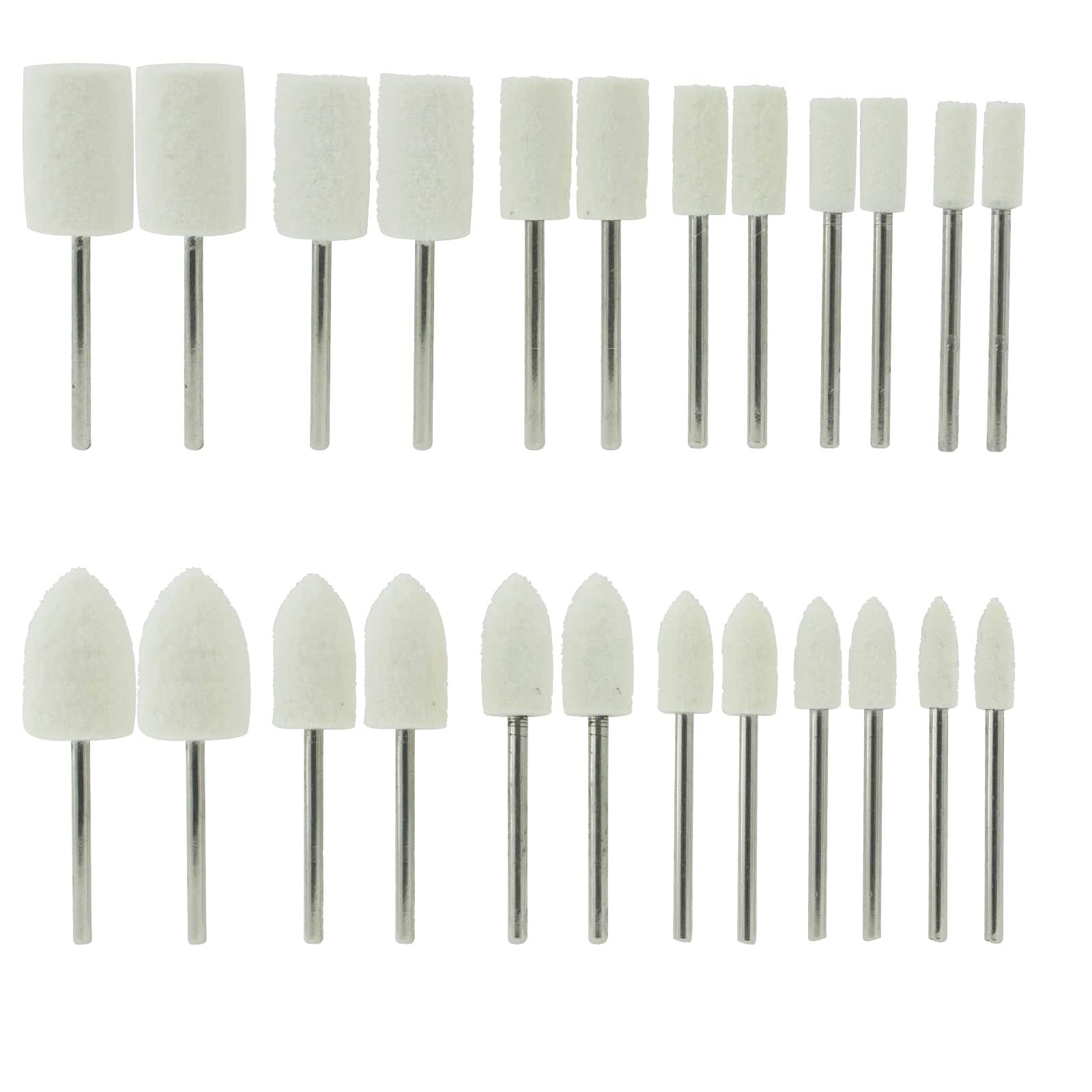 LUO KE24 Pcs Wool Felt Polishing Bits, 3/32 Inch Shank Wool Polishing Points for Dremel Rotary Tool