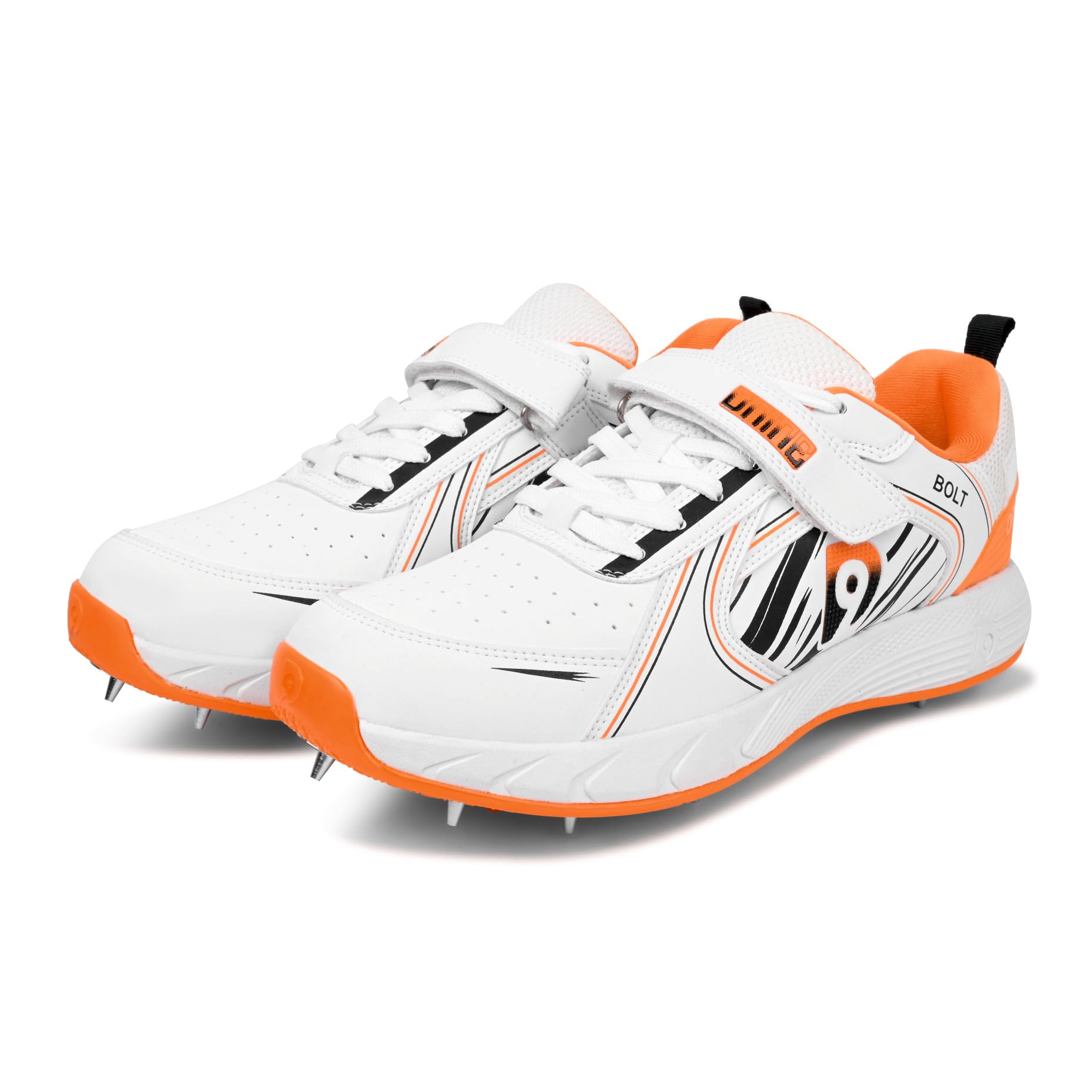 Bolt Men Bowling Spikes Cricket Shoe White Orange & White Blue-image-3