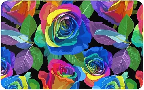ASEELO Alfombra de cocina de franela de rosas multicolores tapete antideslizante para puerta tapete absorbente para tina 20 x 315 pulgadas