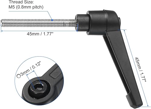 Miniatura 181 de uxcell 4 manijas de palanca de sujeción, perno macho roscado de acero al carbono de óxido negro M8 x 0.59 pulgadas, asas ajustables de bloqueo
