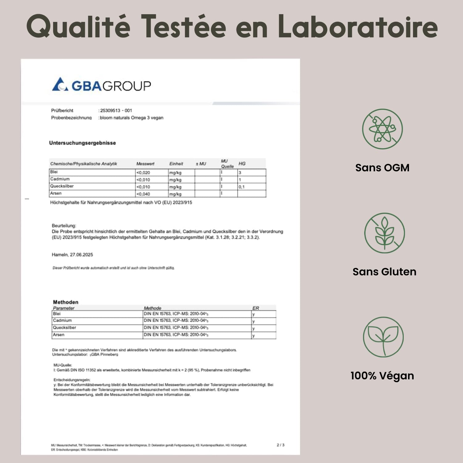 Omega 3 Vegan Huile d’Algues – 120 gélules – 600 mg DHA & 300 mg EPA | Huile d'algues – vegan, fabriqué en Allemagne, testé en laboratoire