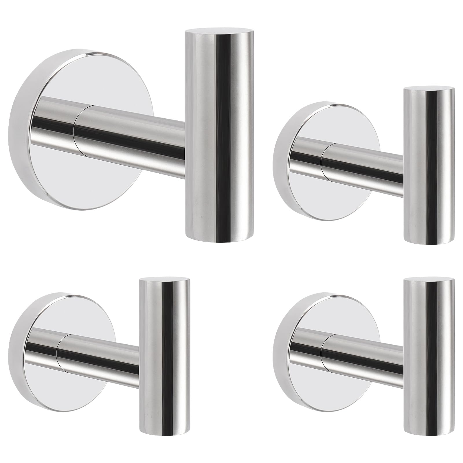 Photo 1 of Livabber Bathroom Towel Hooks, 304 Stainless Steel Robe Shower Hooks Wall Mounted, Heavy Duty Towel Hangers for Bathroom Kitchen Bedroom (4 Pack, Chrome)