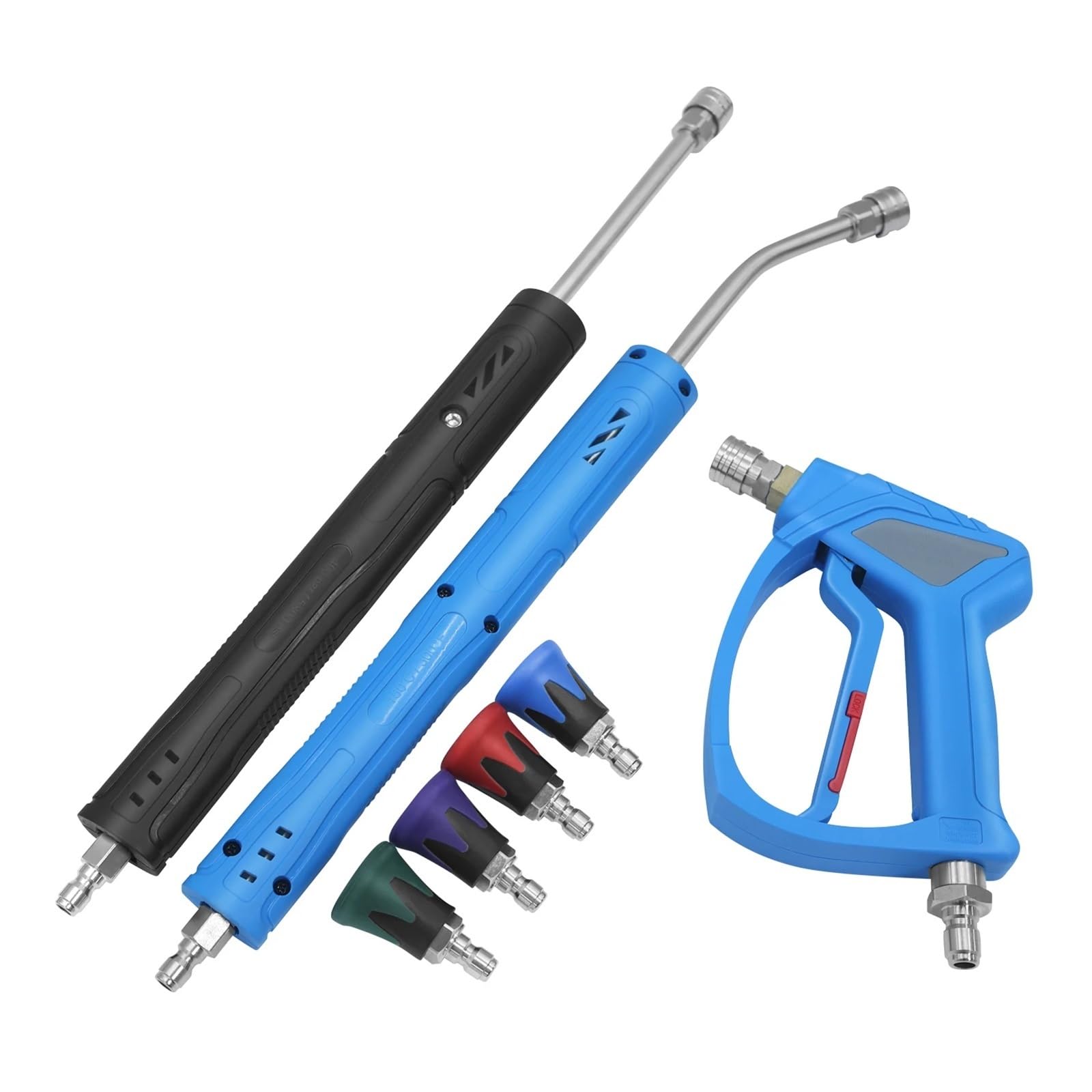 Varilla de Extensión para Hidrolimpiadora Varilla de extensión Acero Inoxidable, Varilla Recta, 1/4 Pulgada, 30 Grados, Agarre ergonómico for Lavadora(Bending Rod-Blue)