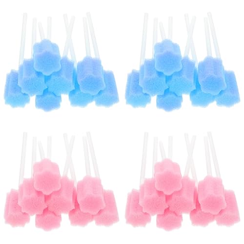 50 hisopos para el cuidado bucal, esponjas sin sabor y estériles para limpieza bucal (azul y rosa)