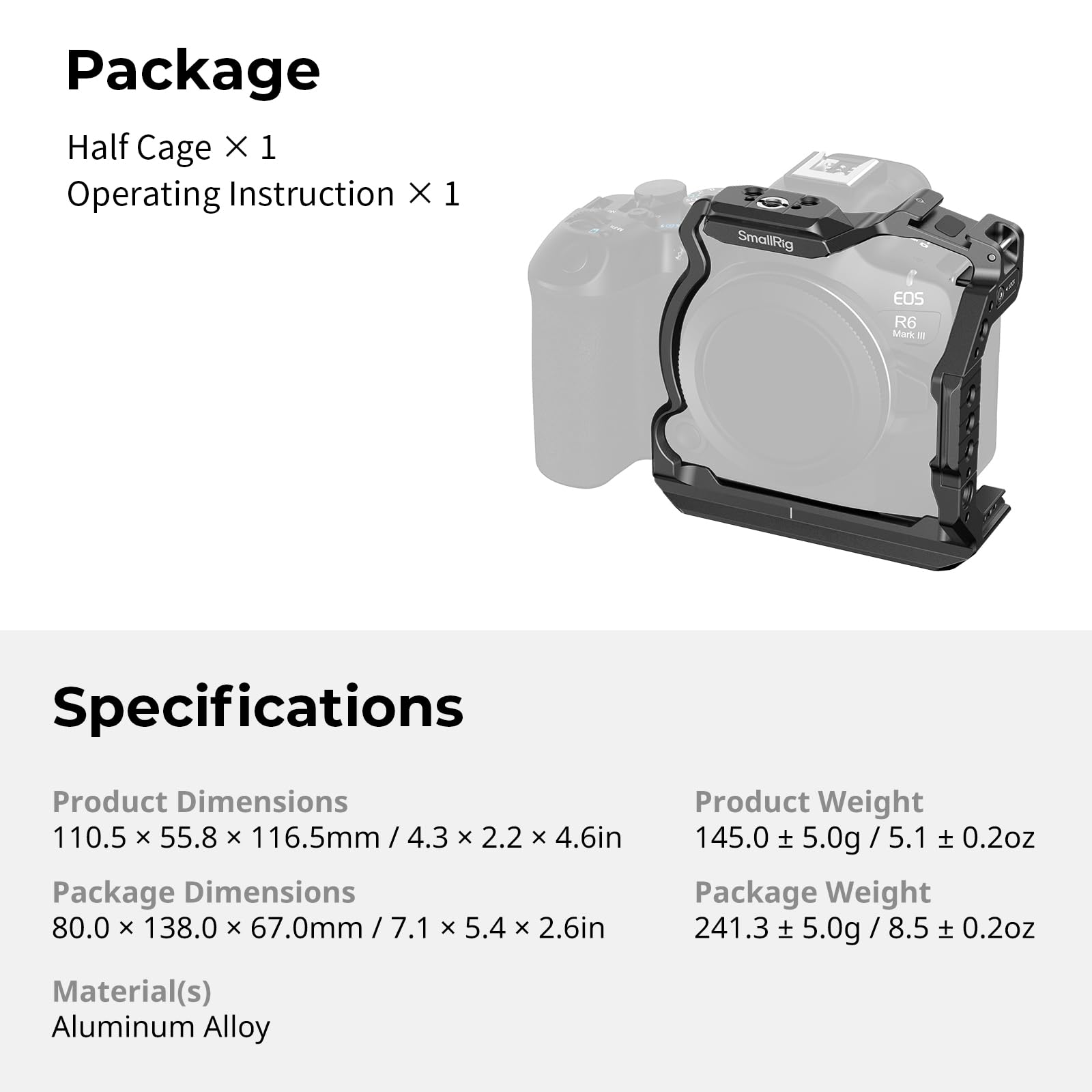 SmallRig HawkLock - Mezza gabbia a sgancio rapido per Canon EOS R6 Mark III / R6 Mark II / R5 Mark II 5953
