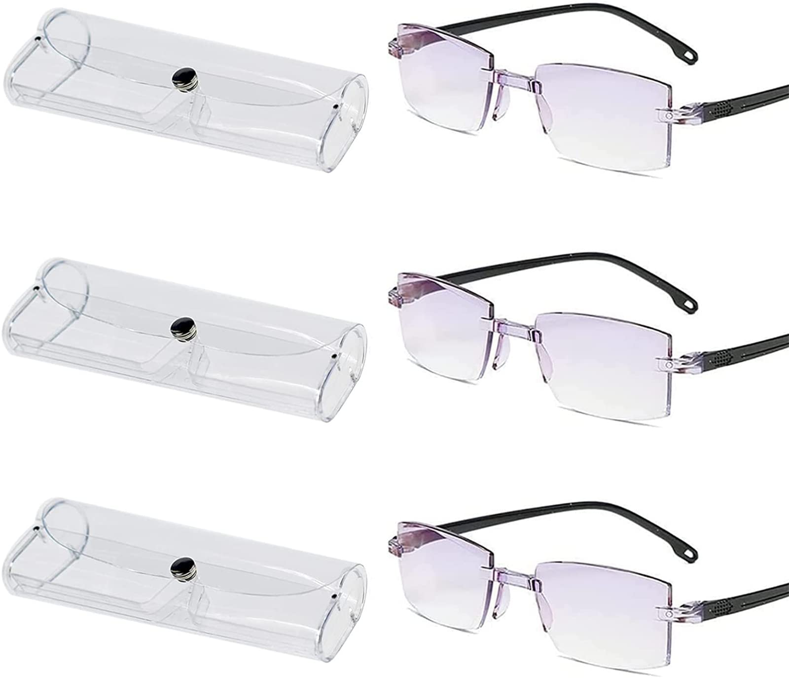 New Diamond-Cut Bifocal Progressive and Anti-Blue Eyewear, Far and Near Dual-Use Rimless Ultralight Reading Glasses