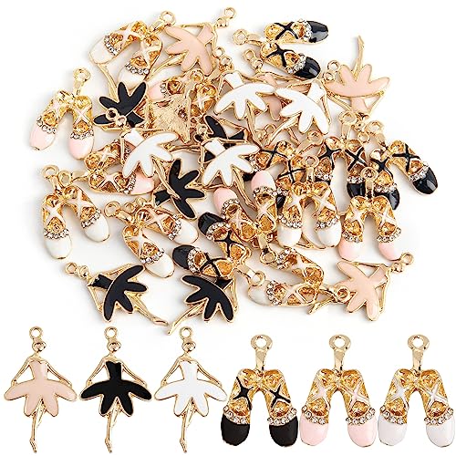 Framendino, 30 Pack Enamel Ballet Charm Shoes Pendant for Jewelry