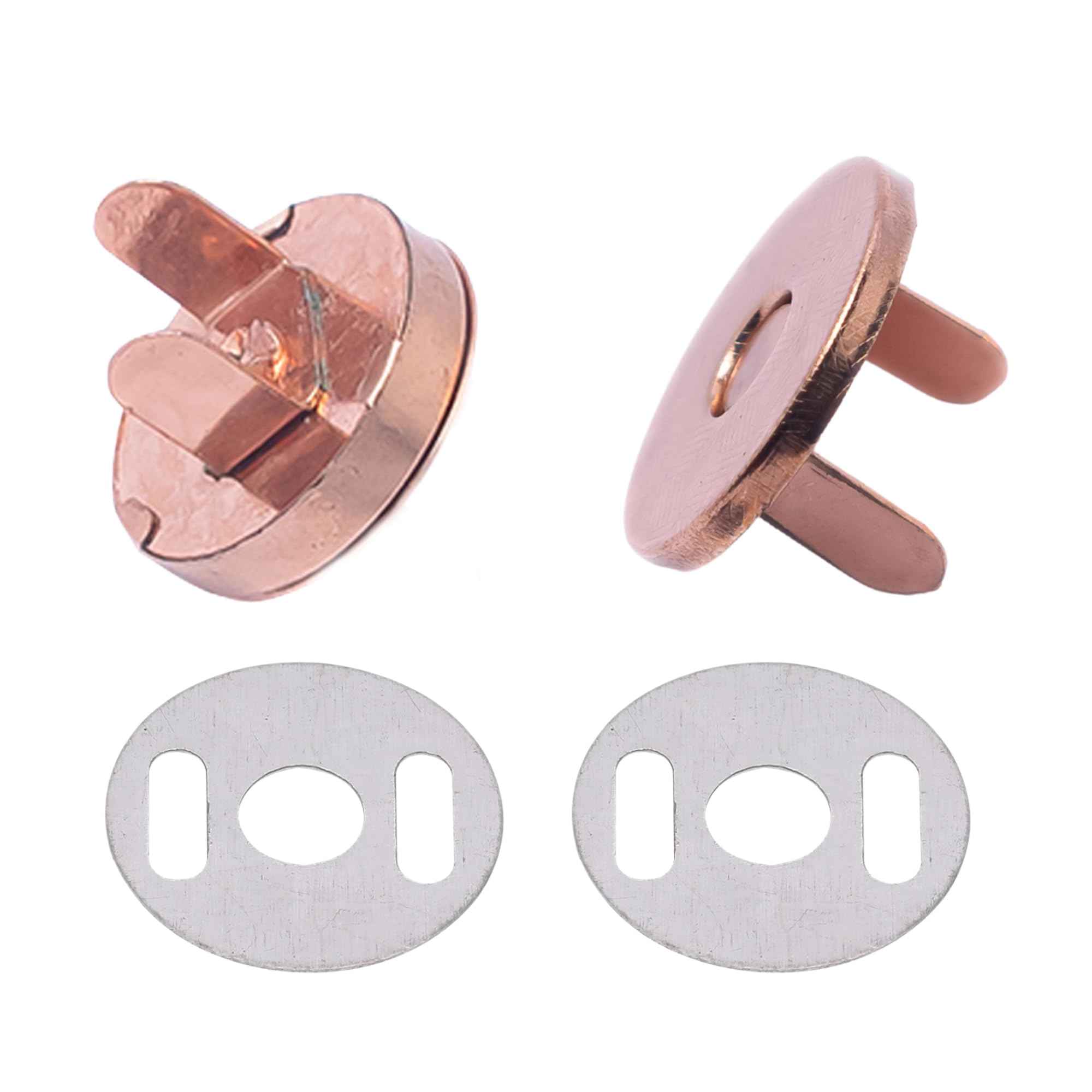 WedDecor 18mm Laser Cut Lightweight Rose Gold Magnetic Clasps – Metal Snap Closure Buttons with Backing Washers for Purses, Leather Crafts, Handbags, DIY Sewing & Clothing Repair, Pack of 2