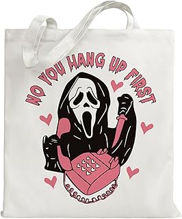 حقائب كبيرة توت من القماش بتصميم جمجمة وردية للنساء والاصدقاء والأخت، No You Hang Up First, تسوق البقالة, الصالة الرياضية, السفر