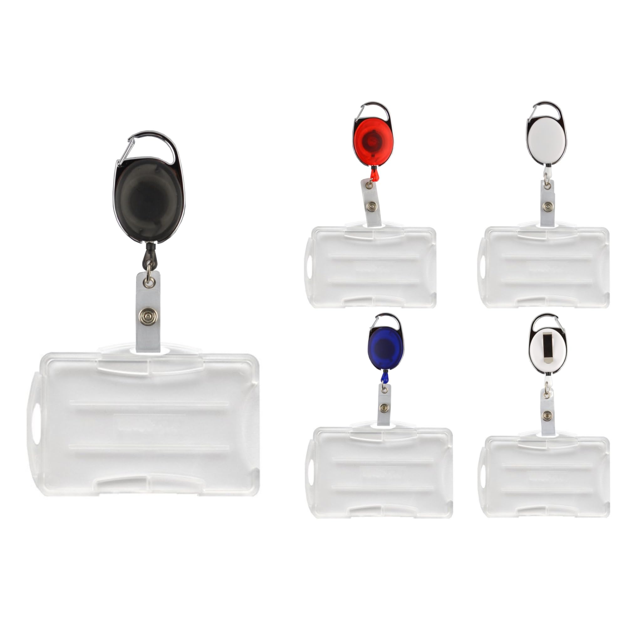 50 Pezzo Porta Skipass Incl. Robusto Set Carta " Double " Adatta per 2 Carte, Aperta, Orizzontale o Verticale Utilizzabile Cartellino,Ausweisjojo,Skipassjojo,Cartellino Moschettone e Clip Cintura