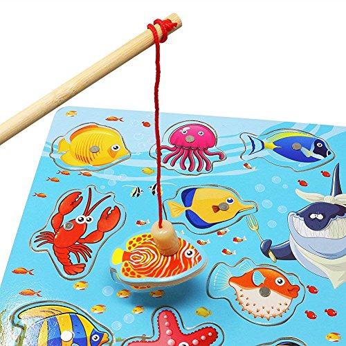 Lewo 14-Delig Magnetisch Visspel Educatief Speelgoed voor Basisvaardigheden Houten Bad Vloer Puzzel Visspeelgoed voor… - Afbeelding 7