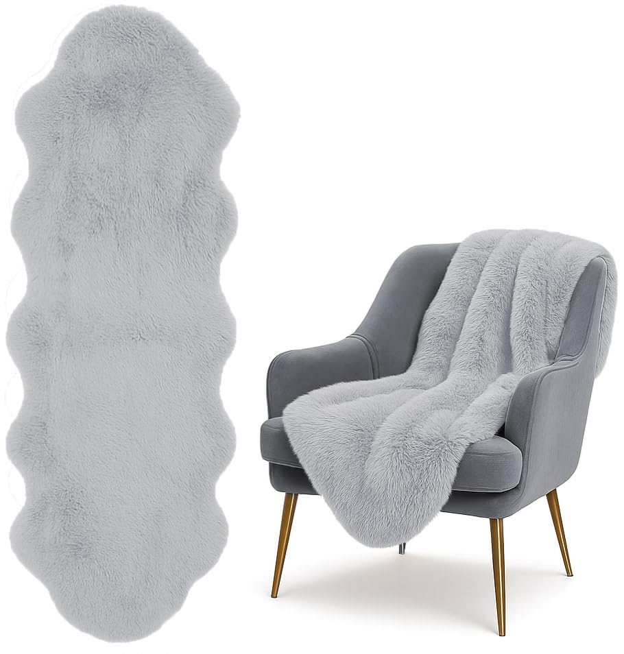 Stephans Möbelbörse XXL Lammfell 180x60cm Teppich Kunstfell Bettvorleger...