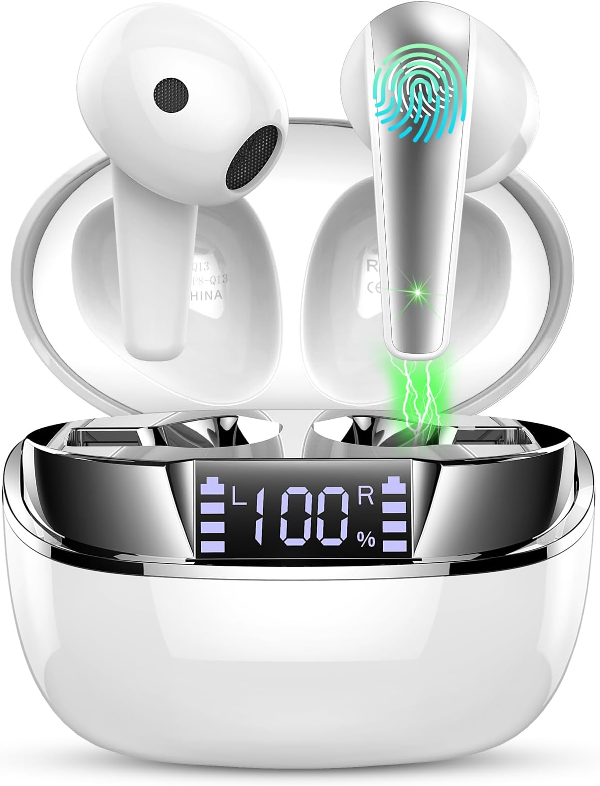 Wireless Earbuds, Bluetooth 5.4 Headphones NEW Wireless Headphones with 4 ENC Mic, 56H Bluetooth Earphones in Ear Noise Cancelling Deep Bass, Mini Ear Buds Bluetooth Earbuds IP7 Waterproof LED DisplayCarbonfree Certified
