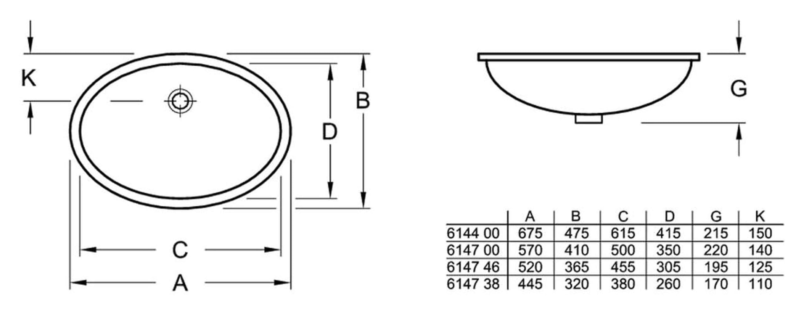 Villeroy & Boch Unterbauwaschtisch Evana 614700 500x350mm Weiß Alpin, 61470001