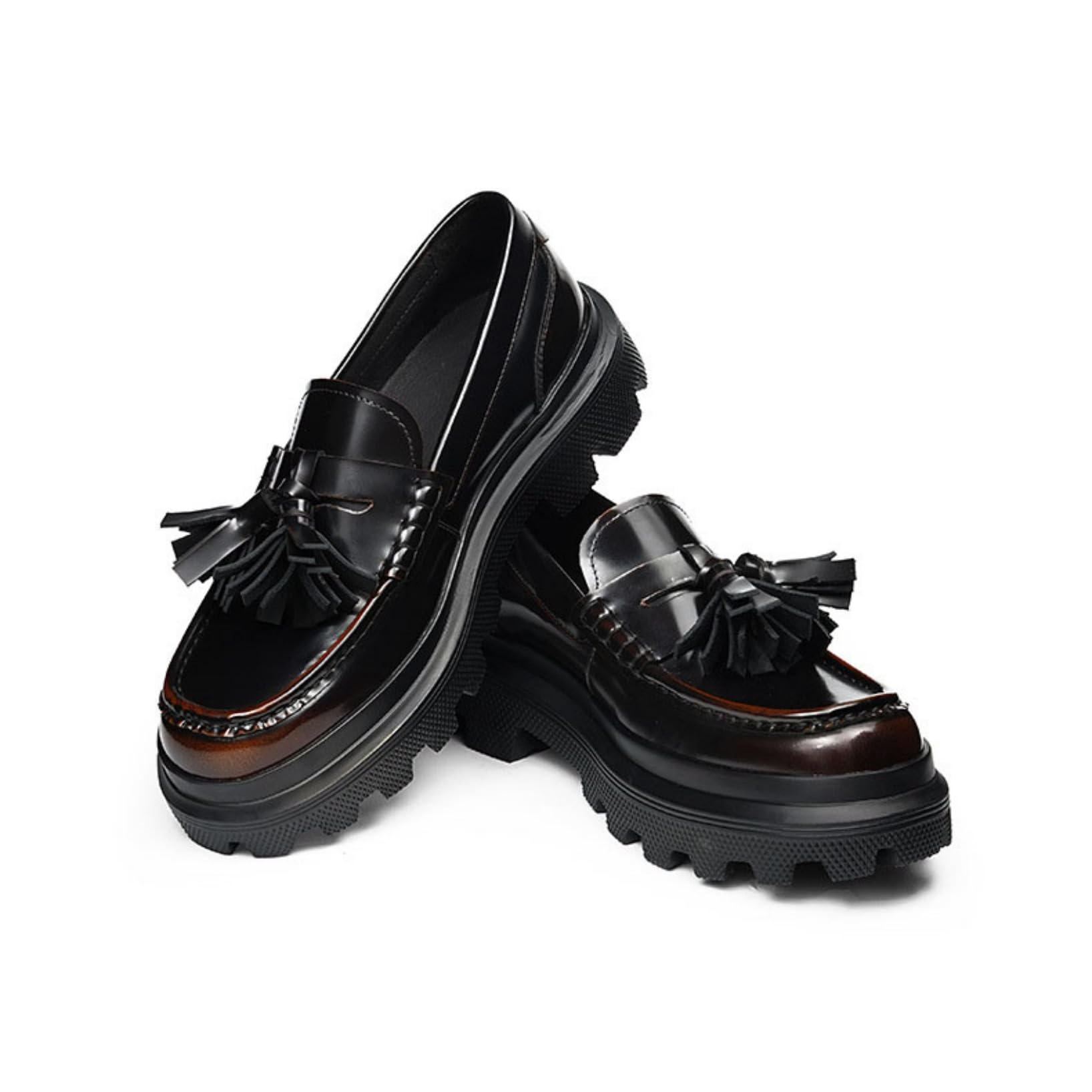Genérico Mocasines Hombre de Lujo con Borlas Suela Gruesa Zapatos Elegantes Hombre Estilo Diseñador para Negocios Bodas y Eventos Formales