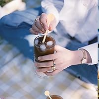 Vista 6 de Mozeat Lens Agitadores desechables de madera para bebidas de leche de 6 pulgadas, palitos agitadores de café con extremos redondos, palitos