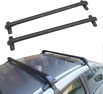 2Pcs رف سقف سيارة عالمي ، قضبان سقف علوية قابلة للقفل ، إطار نافذة قابل للتعديل قضبان سقف سوداء ، مناسبة لـ 4 أو 5 سيارات باب