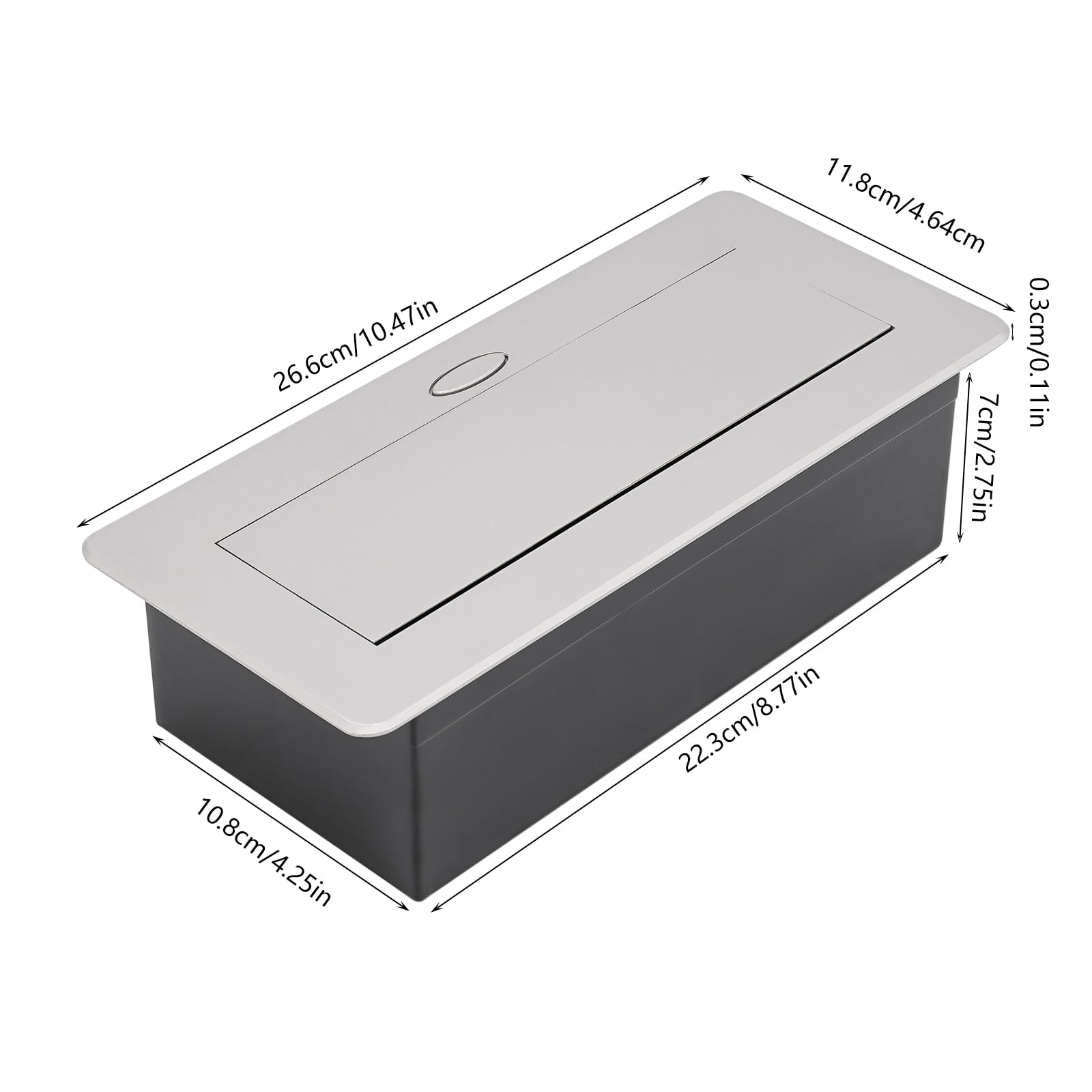 Enchufe empotrable retráctil de 2 enchufes con 2 USB, lista de enchufes empotrable, encimera con tapa, plegable, para cocina, escritorio, banco de trabajo (plata)