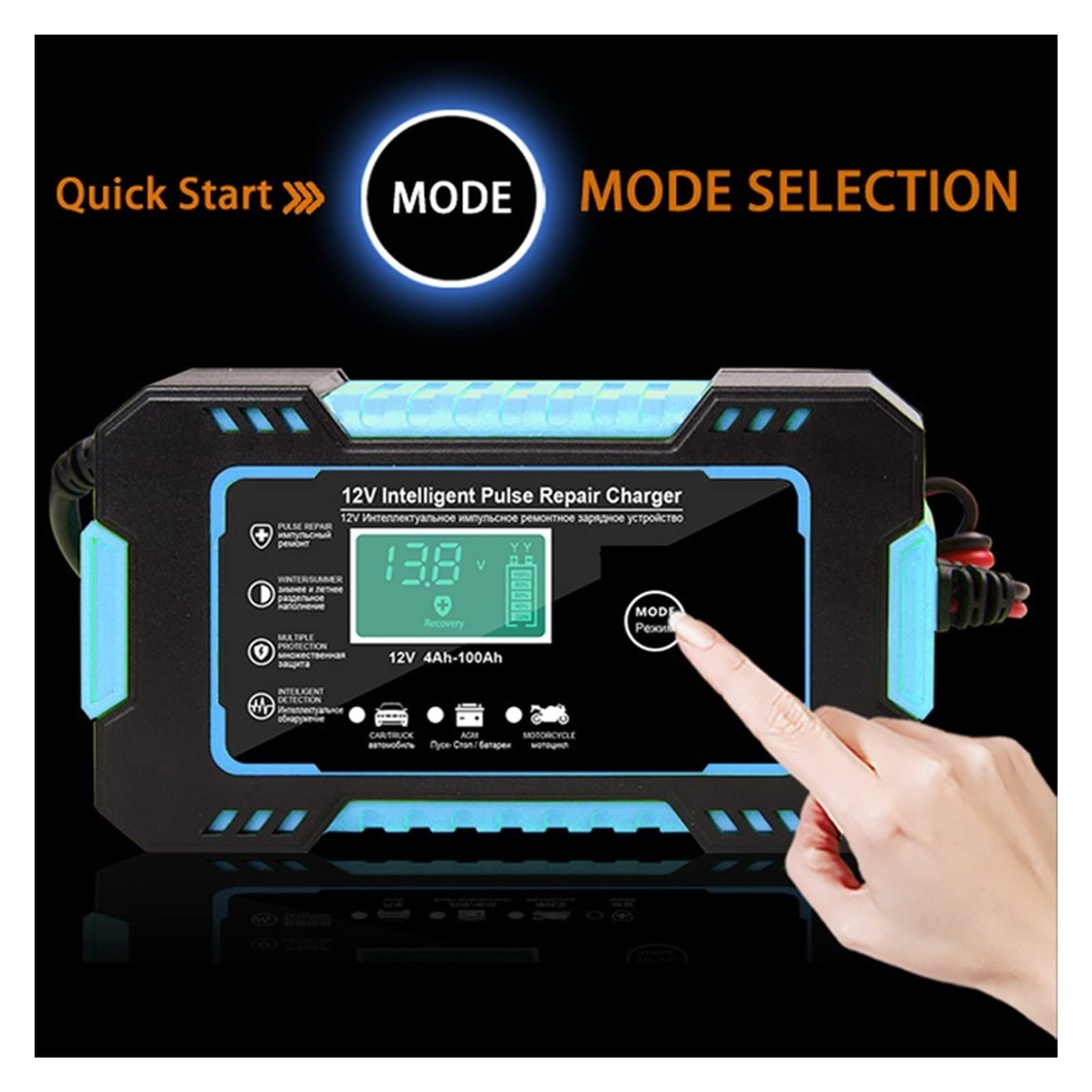 Ładowarka do akumulatorów samochodowych 12 V Car and Motorcycle Carger Intelligent Pulse Repair Akumulator kwasowy