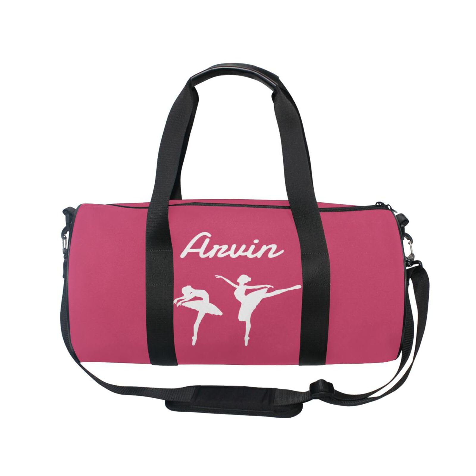 Personalized Dance Bag Gym Bag for Girl,Rose Red Custom Sport Duffel Bag Weekender Bags Travel Duffel Bag Gymnastics