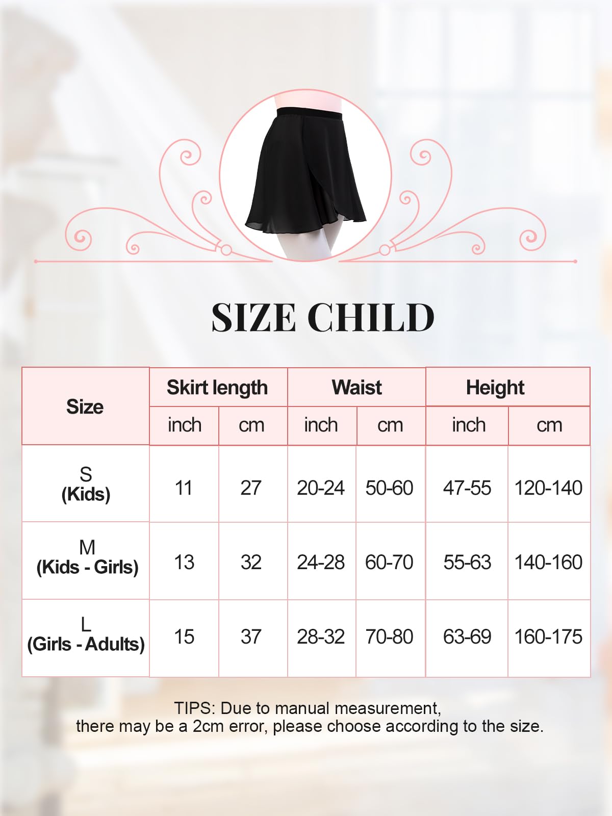 Falda Ballet Niña Mujer - (Altura: 120-175 cm) Falda de Abrigola de Ballet Danza, Gasa para Ballet, Cintura Elástica