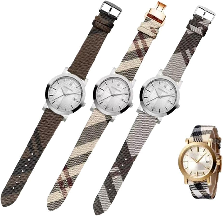Universal Watch Band 14mm 16mm 18mm 20mm 22mm, Compatible with Burberry & Most Watches, Genuine Leather Replacement Strap, Soft Breathable Fabric with Leather Lining, Free Installation Tool Kit Included
