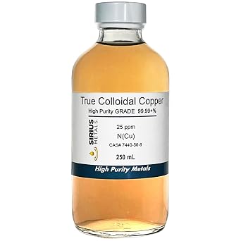 250 Milliliters of Copper NanoParticle CuNP Solution 25 mg/L in Water of 99.99+% Pure Copper