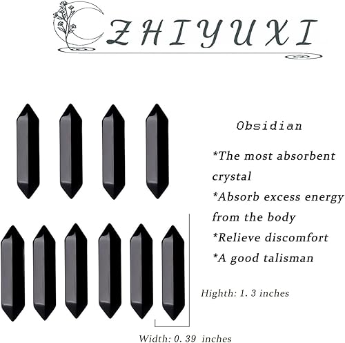 Miniatura 8 de ZHIYUXI Juego de cristales curativos de malaquita, cristales de cuarzo real, piedras hexagonales puntiagudas a granel, varita de cristal mágico,