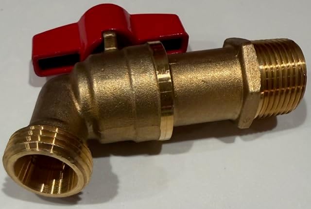 Four Pack - 3/4 Brass Ball Valve with Red Handle, 3/4 Inch Boiler Drain, Angled Design, 3/4 Hose Bibb
