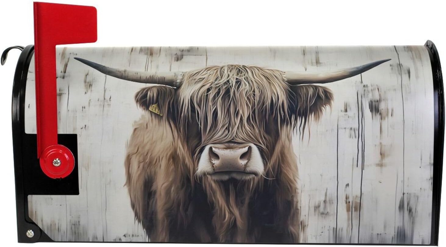 ALAZA Vintage Highland Cow Magnetic Mailbox Cover MailWraps Garden Yard Home Decor for Outside Oversized-25.5" x20.8"