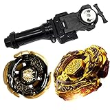 lbekom Metal Fusion Fight Master Gold L-Drago 4D DF105LRF Top Rapidity Toys+Cosmic Pegasus 4D WBBA Top Rapidity Metal Fusion+BeyLauncher L-R Double String Power + GRIP BB-115+GRIP, Complete Set