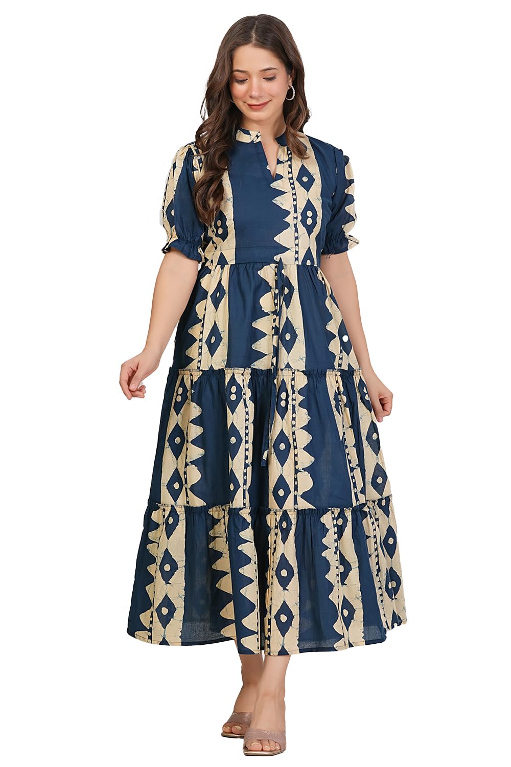 monique Brand Women's/Girls Cotton Kurta for Women Floral Printed Regular Fit Anarkali Kurta ||Floral Flared Western Dress-picture-15