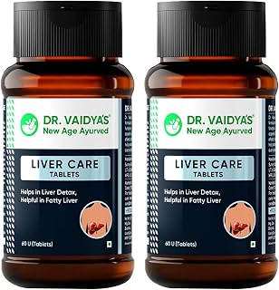Dr. Vaidya Liver Care Tablets | Ayurvedic Fatty Liver Support, Detox & Cleanse | Improves Liver Health, Digestion & Metabolism | Herbal Supplement with Ayurvedic Herbs | (60 Tablets per Pack), Pack of 2