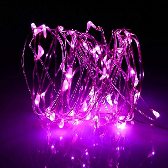 BUYERTIME Fairy String Lights 5M/16.4ft 50 LEDs, Battery AA Operated Powered Silver Wire Fairy Lights for Indoor Lighting Wedding Christmas Tree Party Decoration (Pink)