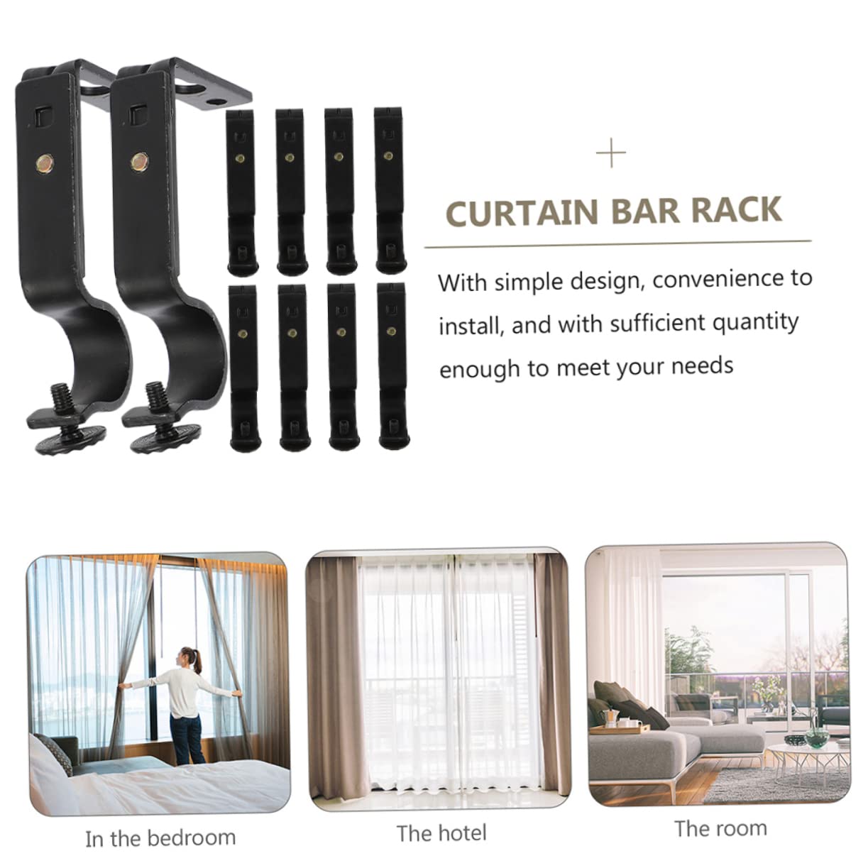 BESTYASH 10pièces Supports de Tringle à Rideaux Lot de Compatibles avec Fenêtres et Portes pour Rideaux Épais et Barres à Vêtements Design Épuré et Facile à Installer
