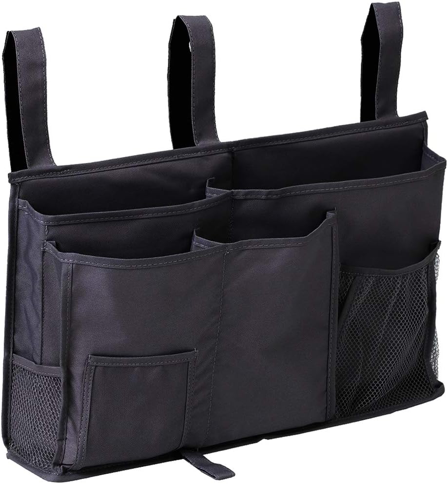 Sugaroom Organizer Caddy - Bedside, Bunk Bed, Hanging & Pocket Storage - Baby, Dorm, Hospital - Black