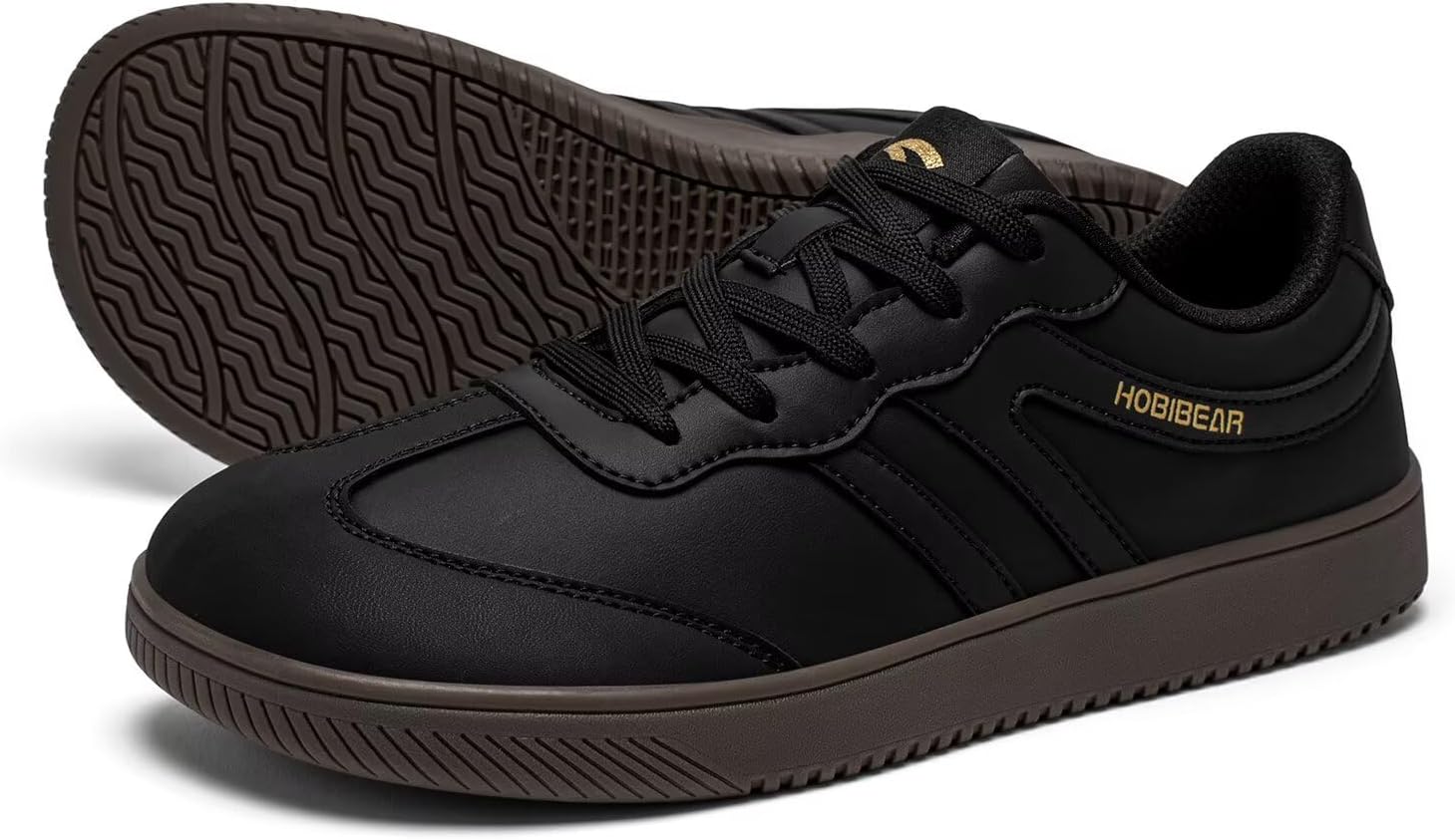 HOBIBEAR Barefoot Shoes Wide Casual Lace Up Retro Leather Fashion Sneakers for Women Men - Image 2