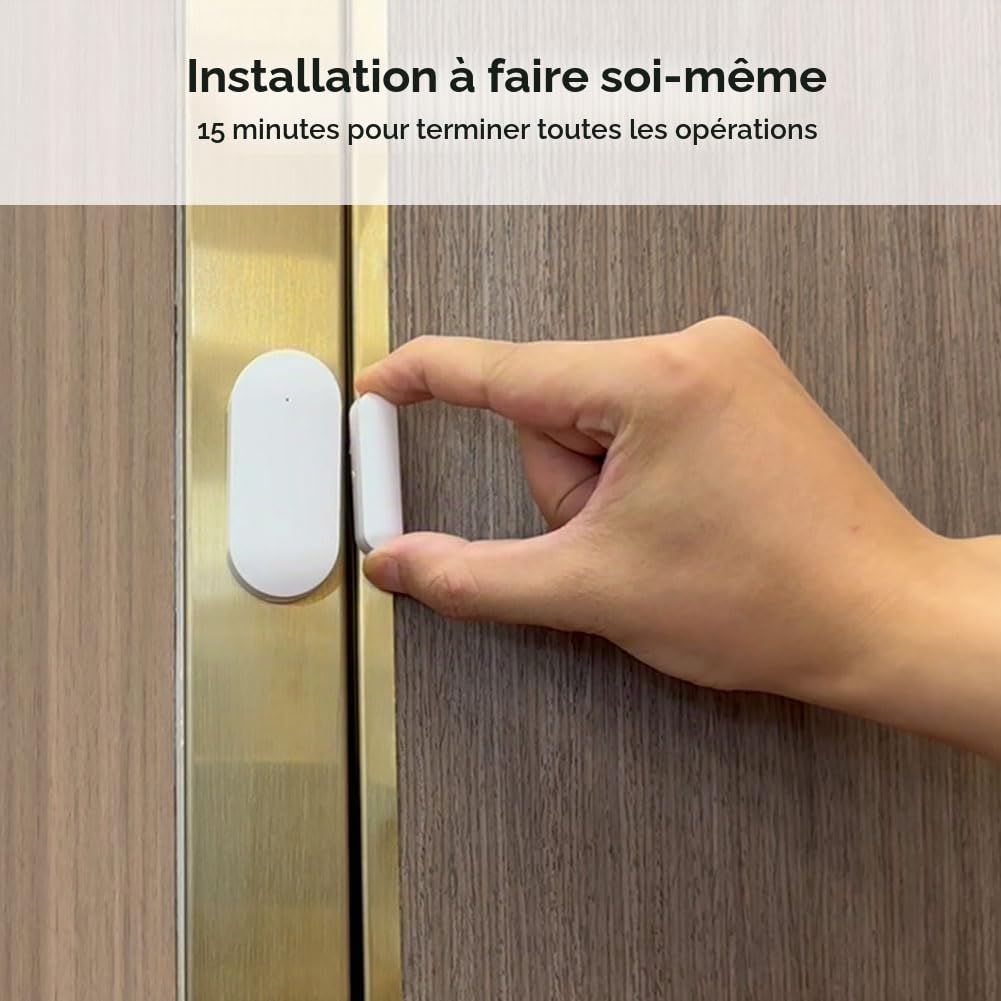 Alarme Maison sans Fil 4G, 8 pièces Alarme Maison Wi-FI 120dB avec App, Compatible avec Alexa et Google Assistant, pour Fenêtre, Camping-Car, Appartement et Garage
