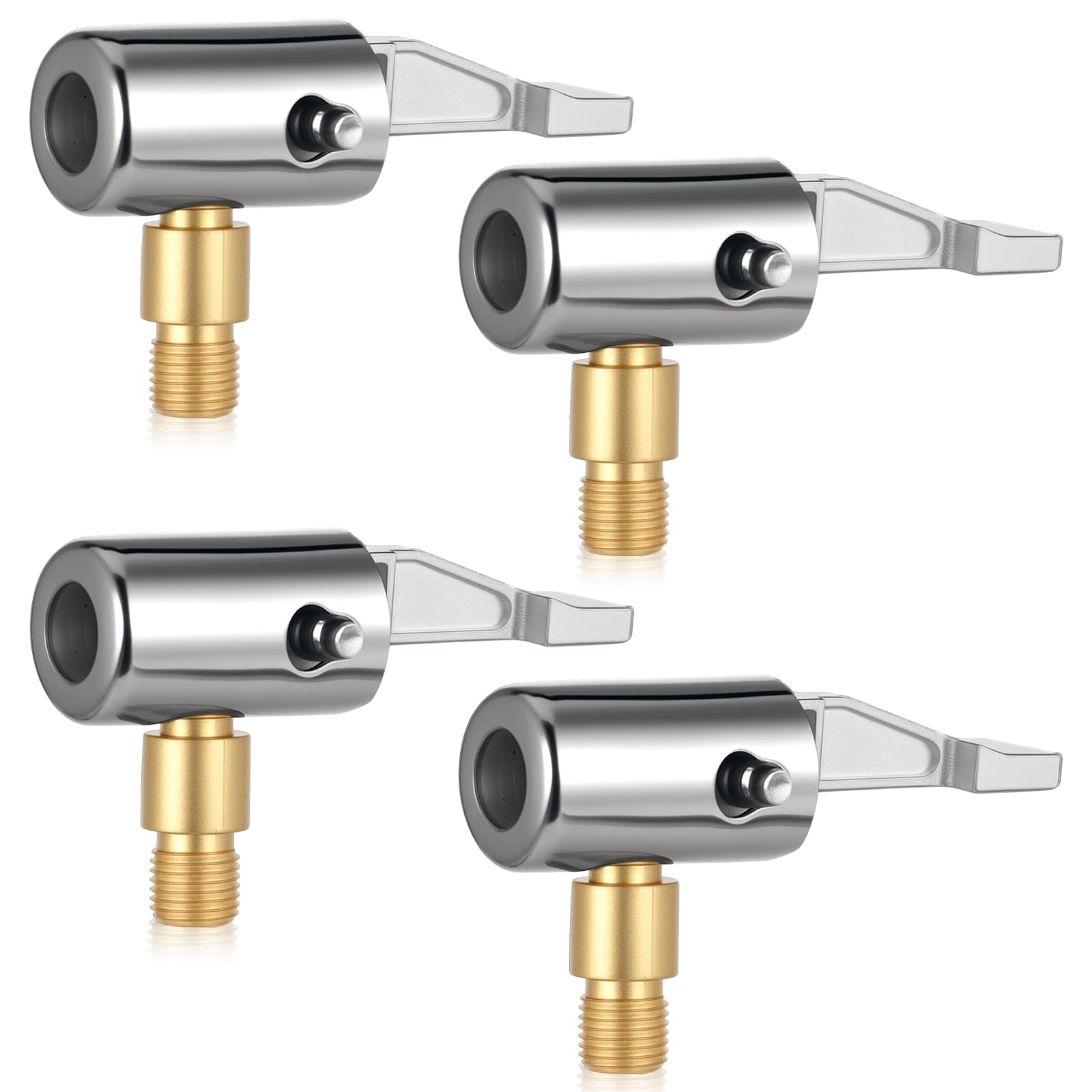 TIESOME 4 sztuki adapterów do zaworu samochodowego, 8mm Easy Pump zawór samochodowy z dźwignią, mosiężny adapter do pompy powietrza z dźwignią, przenośny klips do pompy powietrza do samochodu, roweru